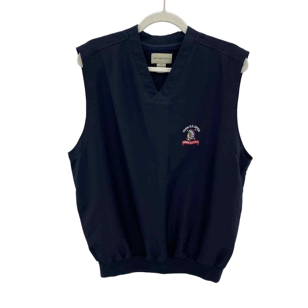 Cutter & Buck Golf Vest Small Navy Blue Polyester 104th US Open Shinnecock Hills